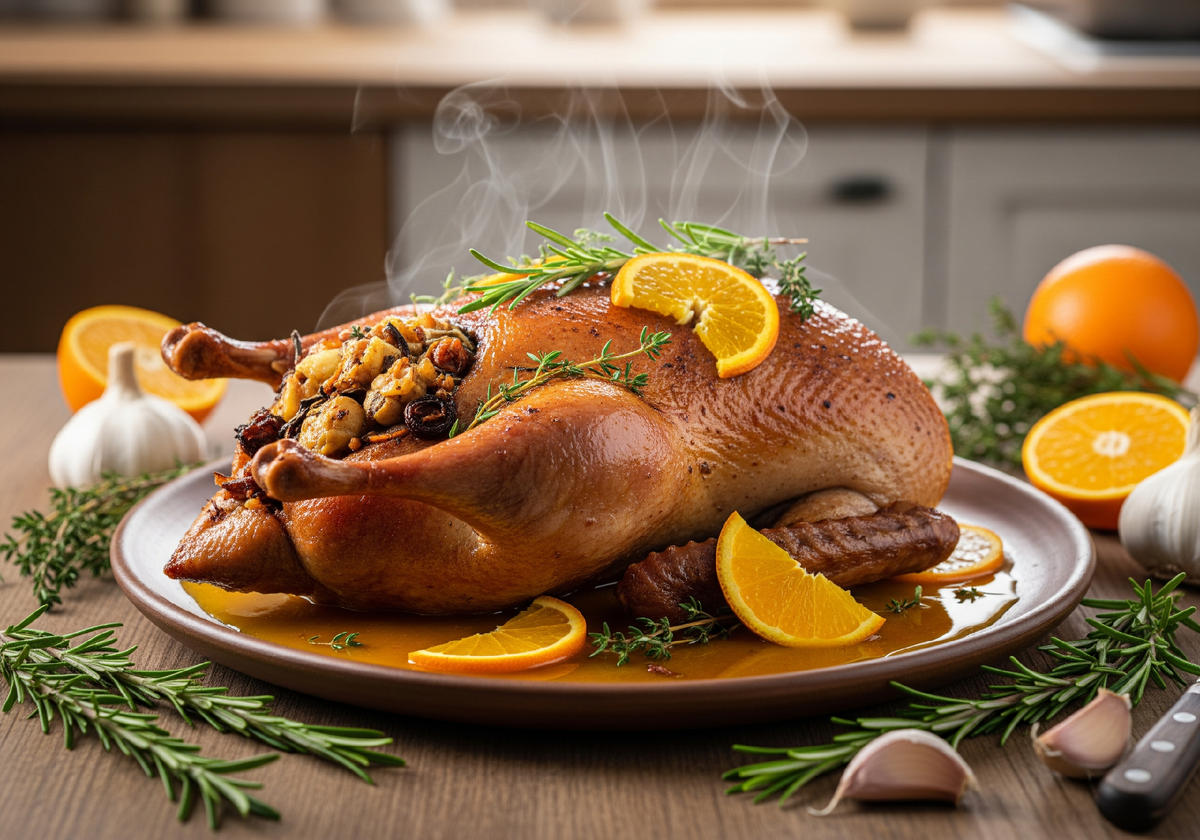 Запеченная утка с апельсинами 