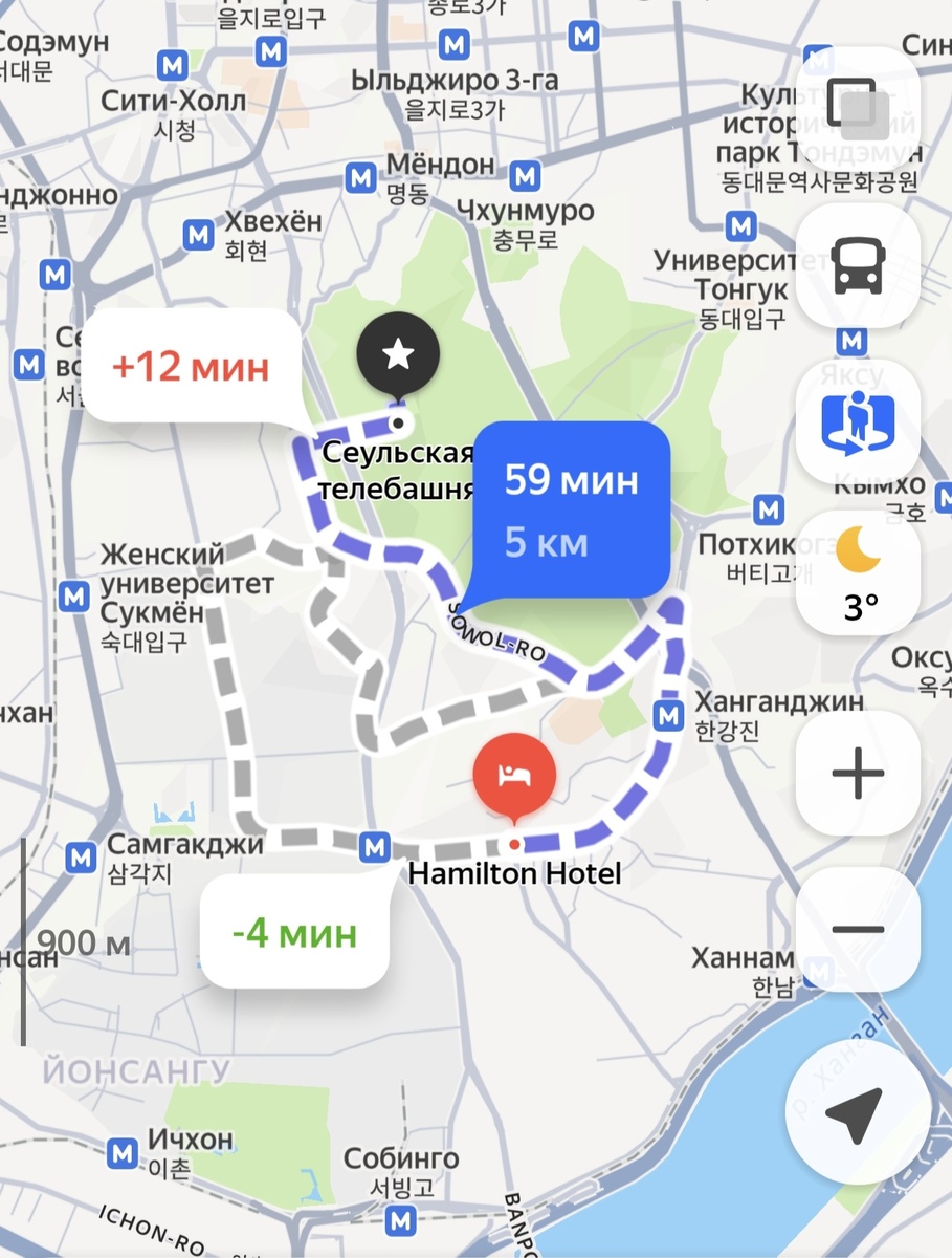 Примерный маршрут от отеля до башни