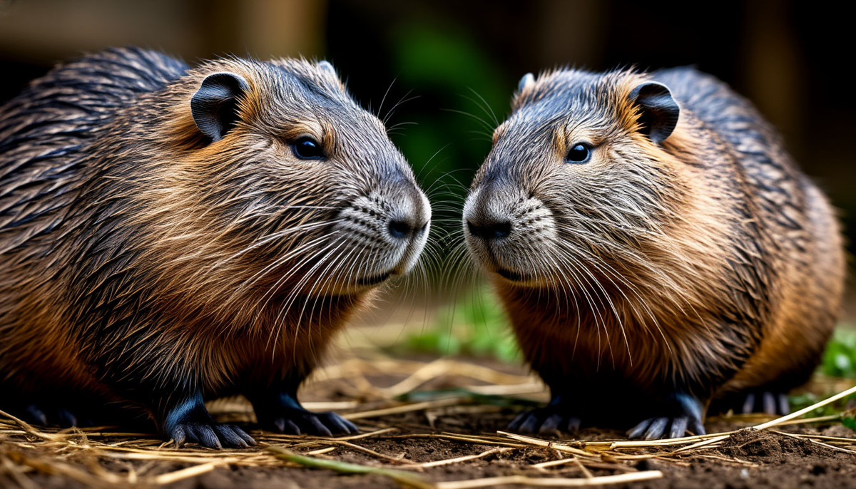 Самка и самец нутрии