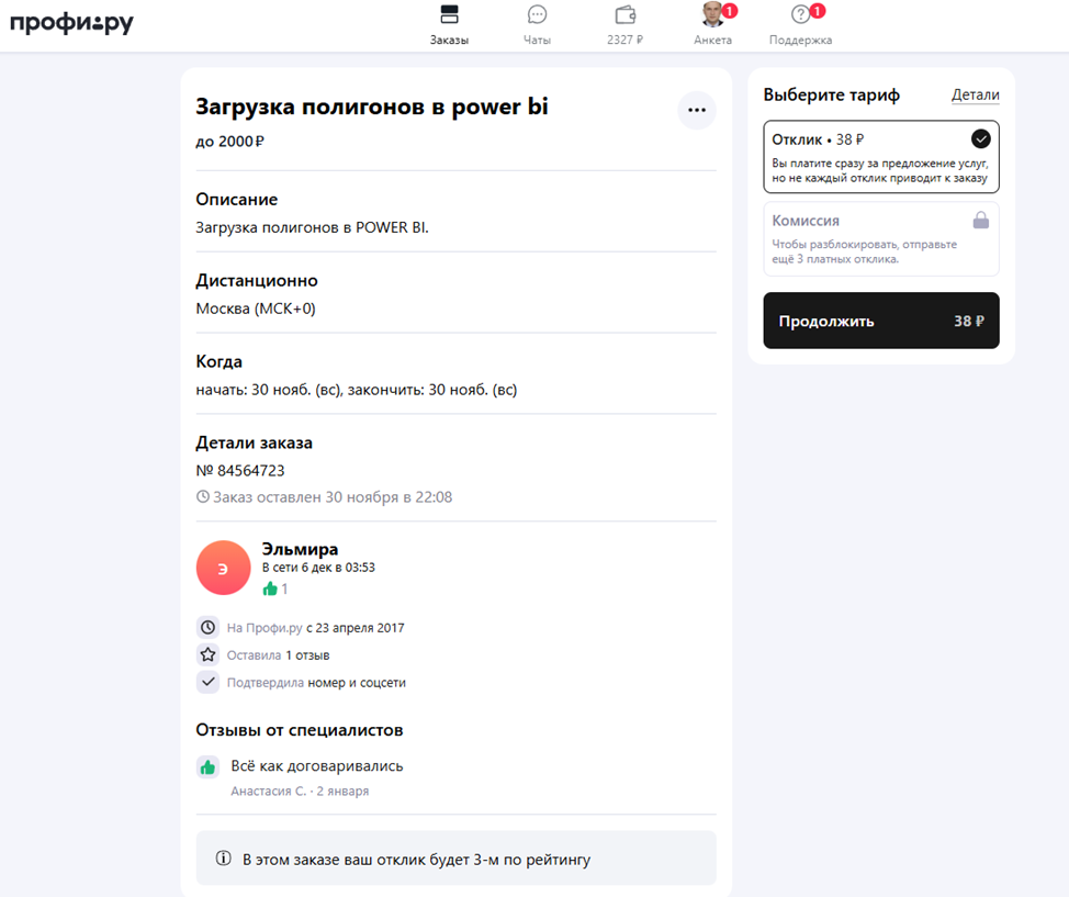 Пример заказа на Profi.ru. Что имел ввиду заказчик?