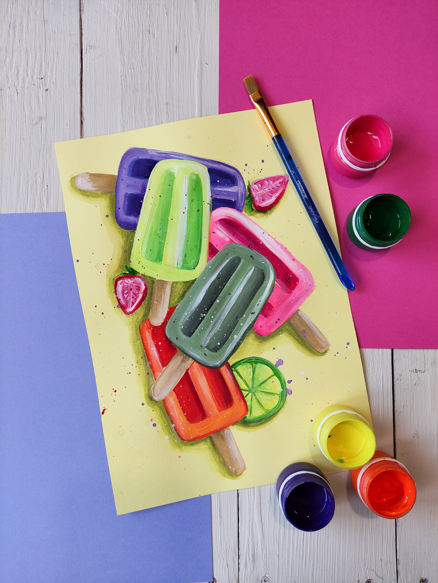 Иллюстрация гуашь - Цветные истории