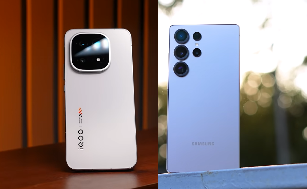 iQOO 15 слева и Samsung Galaxy S25 Ultra справа