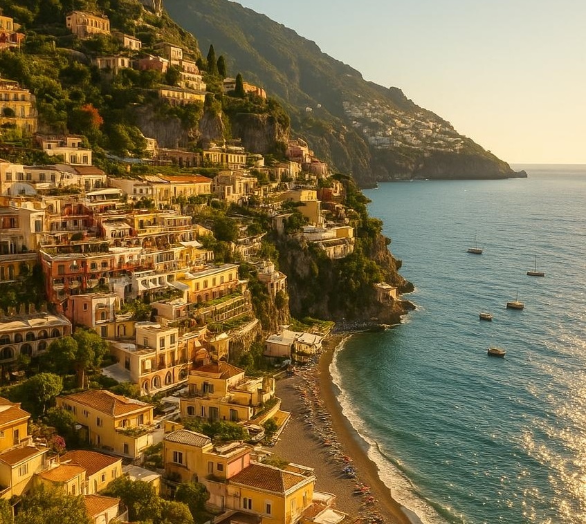 Амальфитинское побережье в регионе Кампания, Италия
