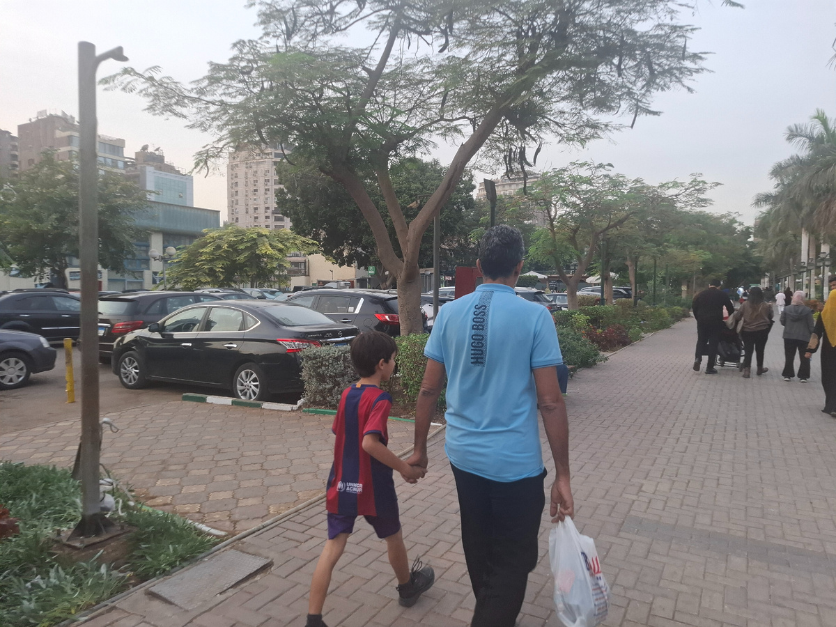 Зимний Каир. Юнис с папой. А, может, и Ясин (сзади не определишь :)