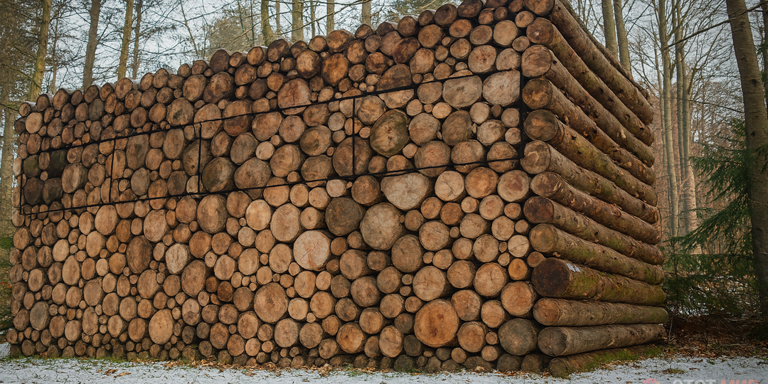 Мужчина складывает дрова во дворе сосед проходит мимо и бледнеет