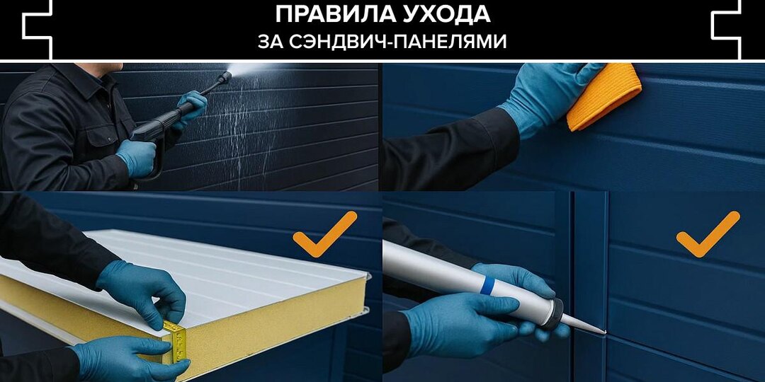 Правила ухода за сэндвич-панелями