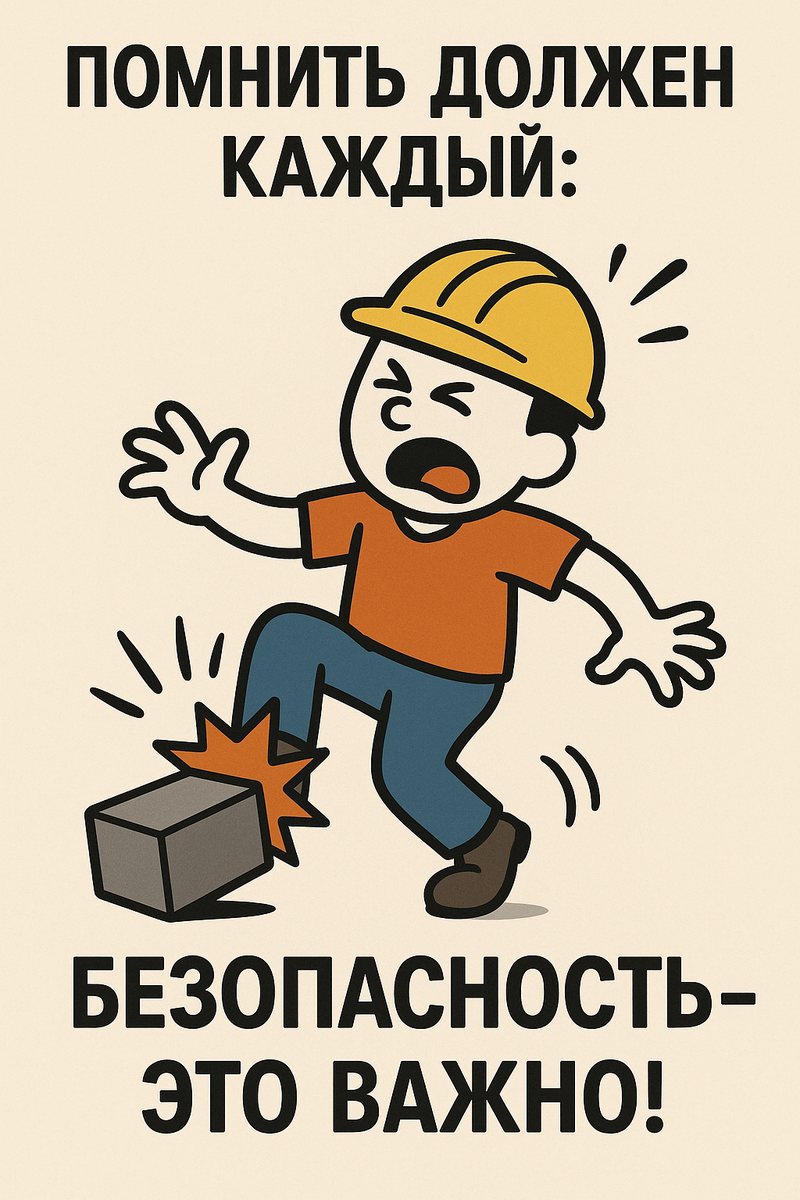 Неповторимое творчество ИИ на тему техники безопасности, один палец на правой руке чувак, видать, уже не спас :).