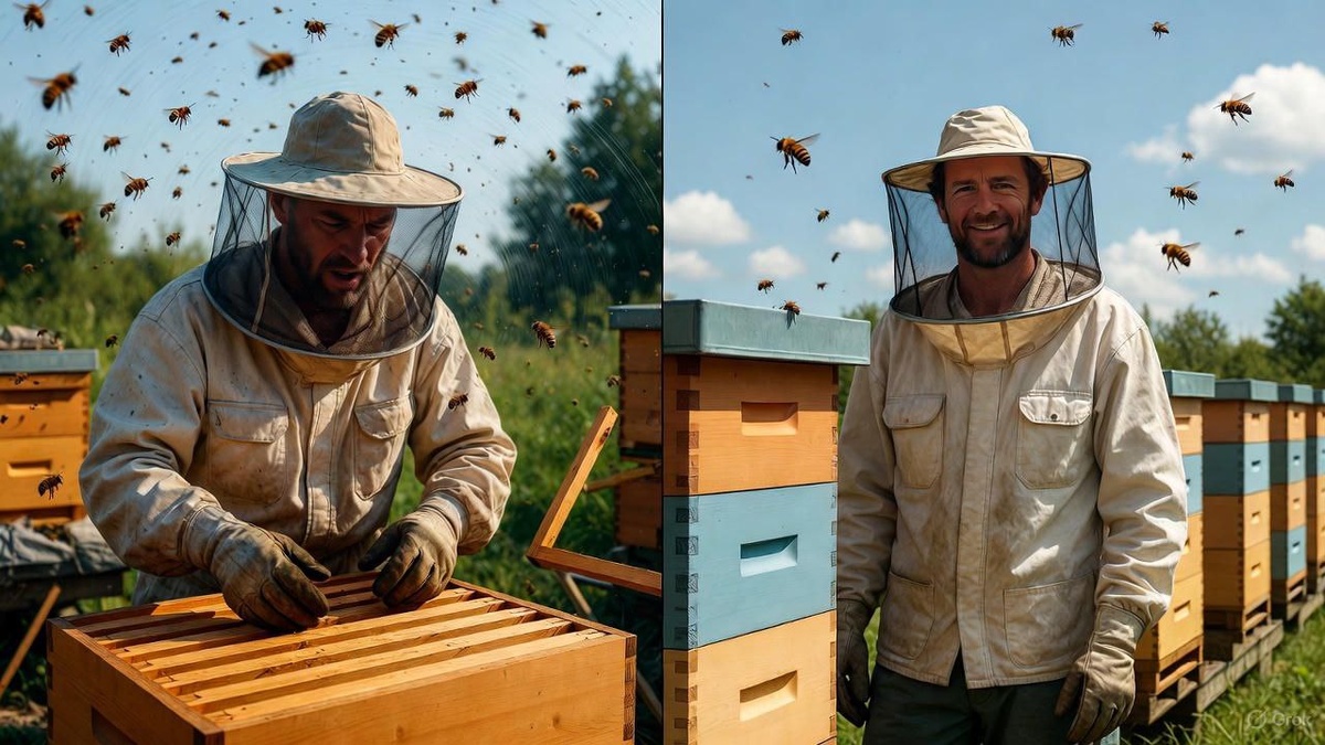 Пчеловод слева - выбрал неподходящие ульи и он расстроен , а пчеловод справа - счастливый, он подошел к выбору ульев ответственно. Будьте как пчеловод справа.
