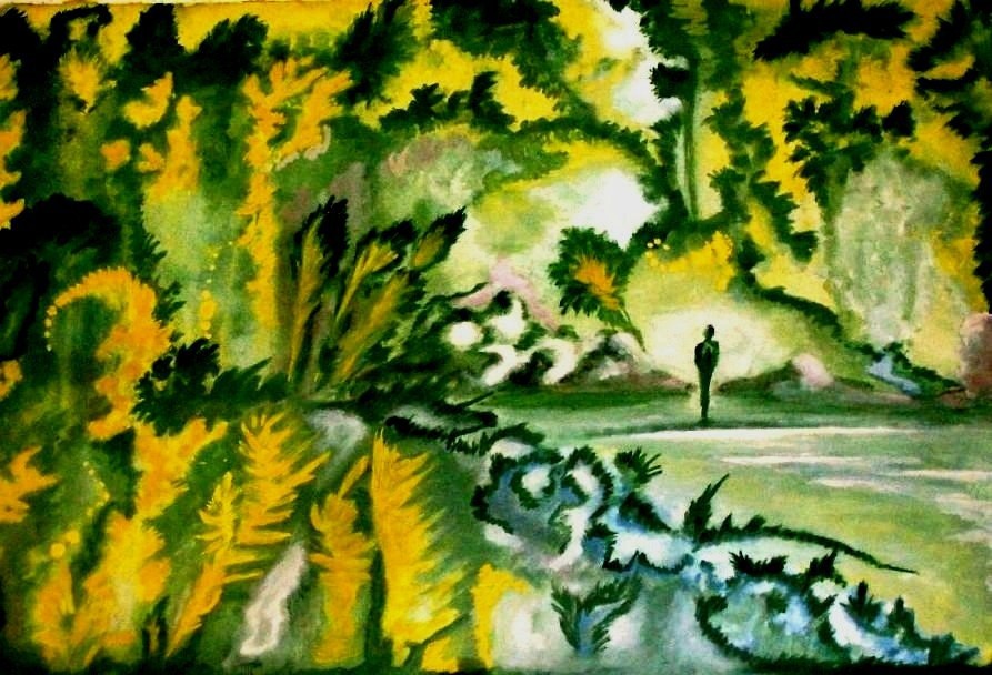 Акварельная бумага.  Гуашь, акварель. 50 Х29,05см. "Ядовитый лес". Работа Марины Антоновой, т.е. меня.