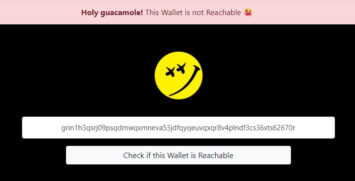    Недоступный кошелёк Grin при проверке