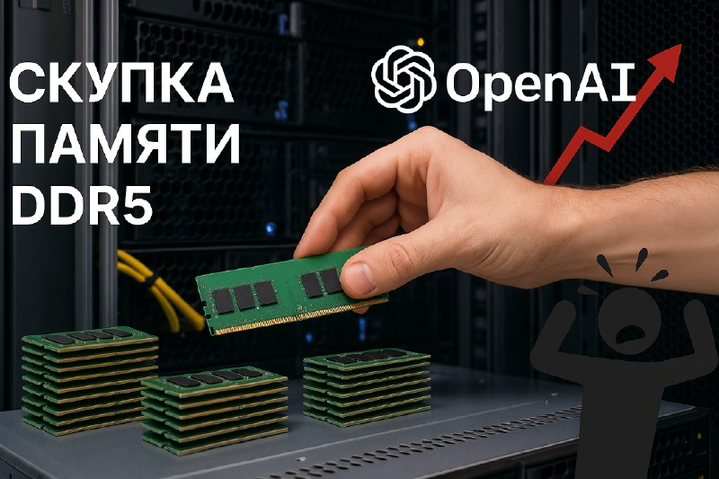 OpenAI скупает всю доступную DDR5 память создавая искусственный дефицит на рынке