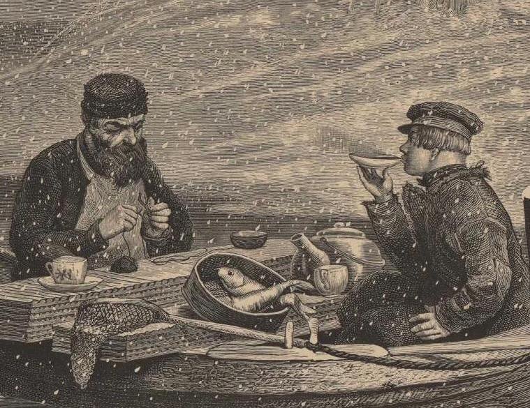 Фрагмент рисунка «Рыбная ловля на Неве».