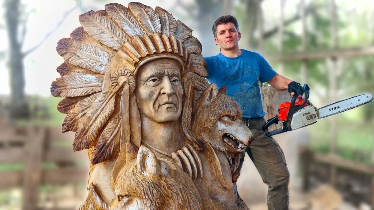 "AMAZING CHAINSAW wood carving, Native American"|Источник: youtube.com