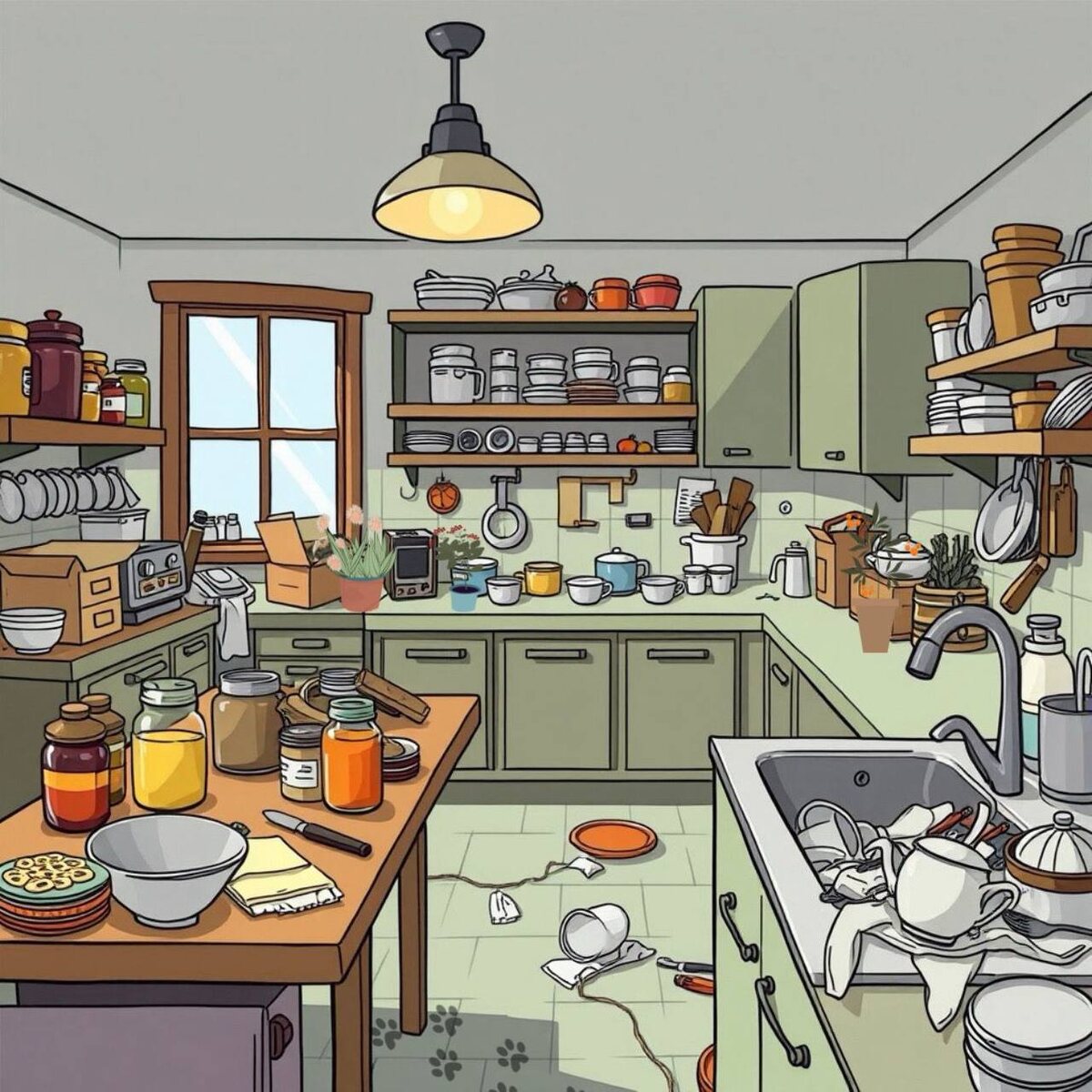 📚 1. 🐶 Наглый мопс-беспредельщик: Найди виновника кухонного хаоса! 🐶

Ваш вызов, родители: Сможете ли вы обнаружить этого пушистого хулигана за 10 секунд? Докажите, что ваш взрослый глаз ничего не упустит!
Вызов для детей: Пусть ваш маленький сыщик внимательно исследует картинку. Дети часто видят то, что взрослые в спешке пропускают! • Что развивает: Внимательность к деталям, скорость реакции, наблюдательность.