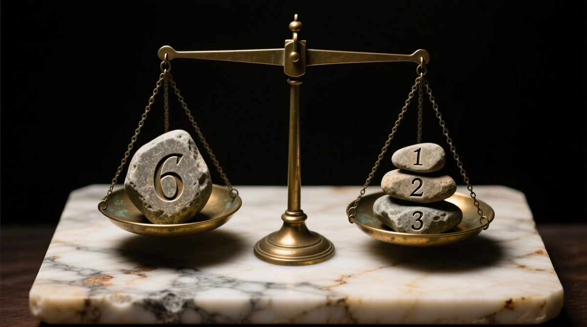 Вот как выглядит математическая гармония. Сумма собственных делителей числа 6 (1, 2, 3) в точности равна ему самому, что делает его первым совершенным числом.