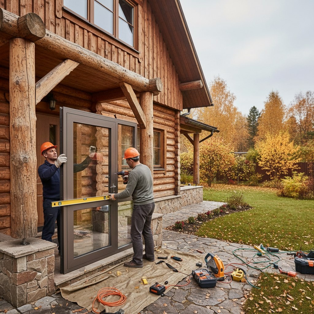Тёплая алюминиевая дверь в дачном доме — надёжный вариант для климата СПб и Ленобласти.