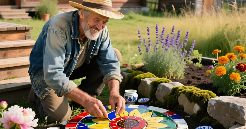 Дачный декор из битой посуды: как я сделал мозаику на клумбе — и соседи завидуют