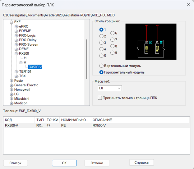 В базе данных параметрических ПЛК контроллер состоит из 48 точек ввода/вывода.