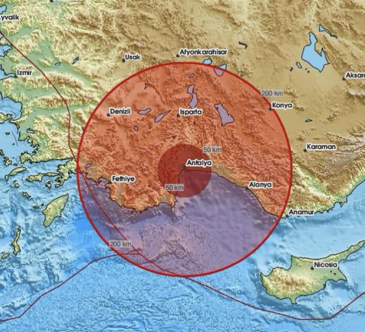 Землетрясение магнитудой 5,1 в турецкой Анталье 08.12.2025