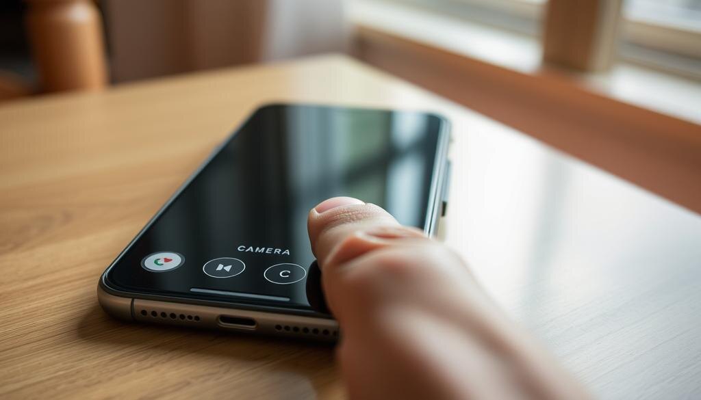    Смартфон с активным приложением для измерения пульса, показывающий процесс замера