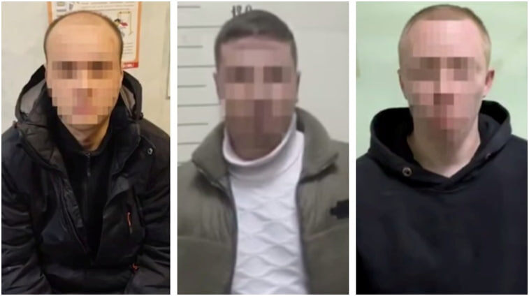 Задержанные преступники. Оперативная съемка.