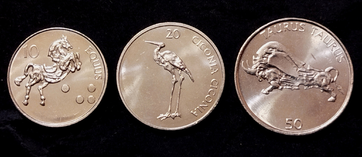 10, 20 и 50 толаров Словении 