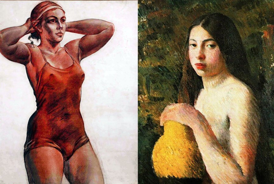 Александр Дейнека "Спортсменка",  Владимир Лебедев  "Девушка с кувшином"                     