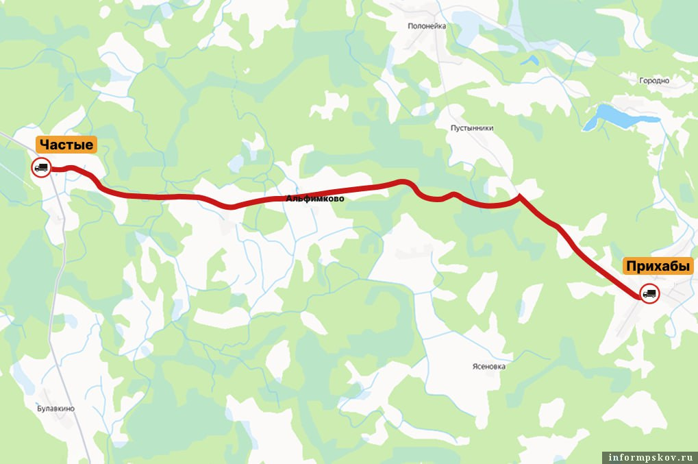 Карту предоставили в министерстве транспорта и дорожного хозяйства Псковской области