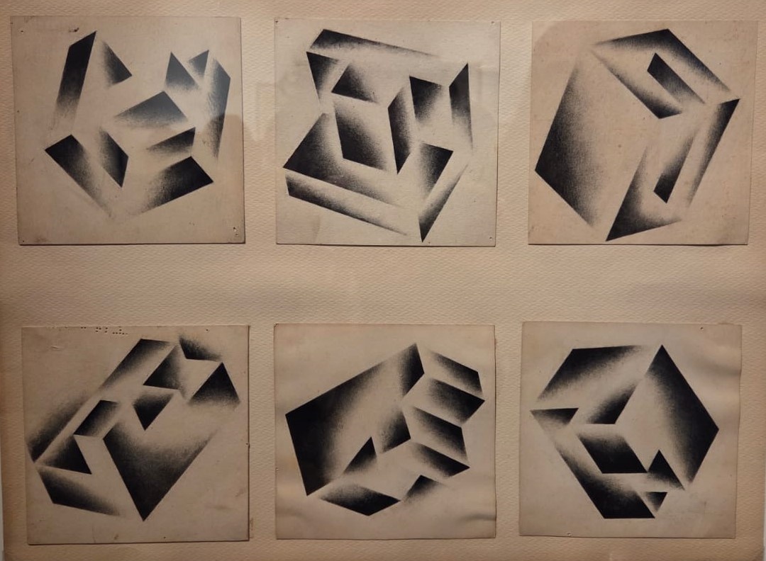 Таблицы с композициями из цикла "Эксприматика". Бумага, тушь 1915-1920