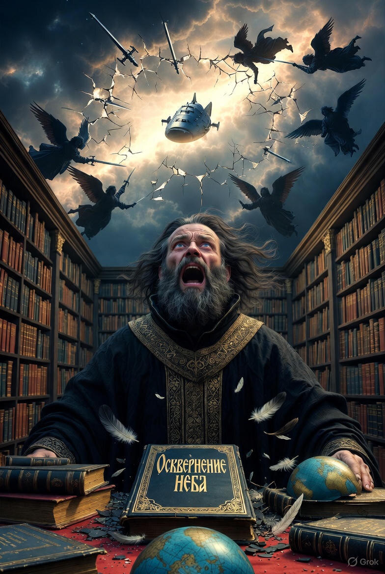"Осквернение неба", иллюстрация создана сетью Грок