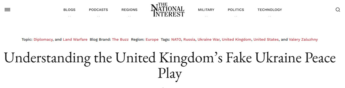     NI: «Разбираемся в британском спектакле с липовым украинским урегулированием» / Скрин The National Interest