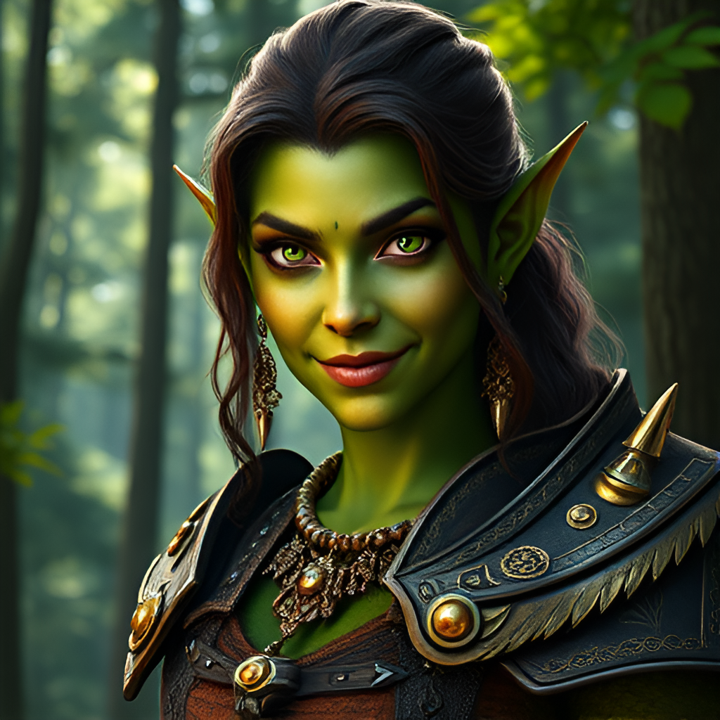 Урсула - Орчанка. В галерее иллюстрации созданы нейросетью для онлайн генерации картинок dezgo.com.