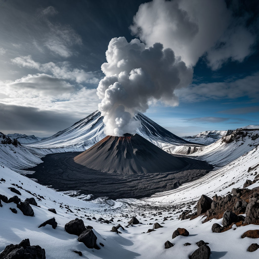Главная иллюстрация. Сгенерировано нейросетью Яндекс ART по авторскому запросу для передачи инопланетной красоты зимнего Мутновского.
