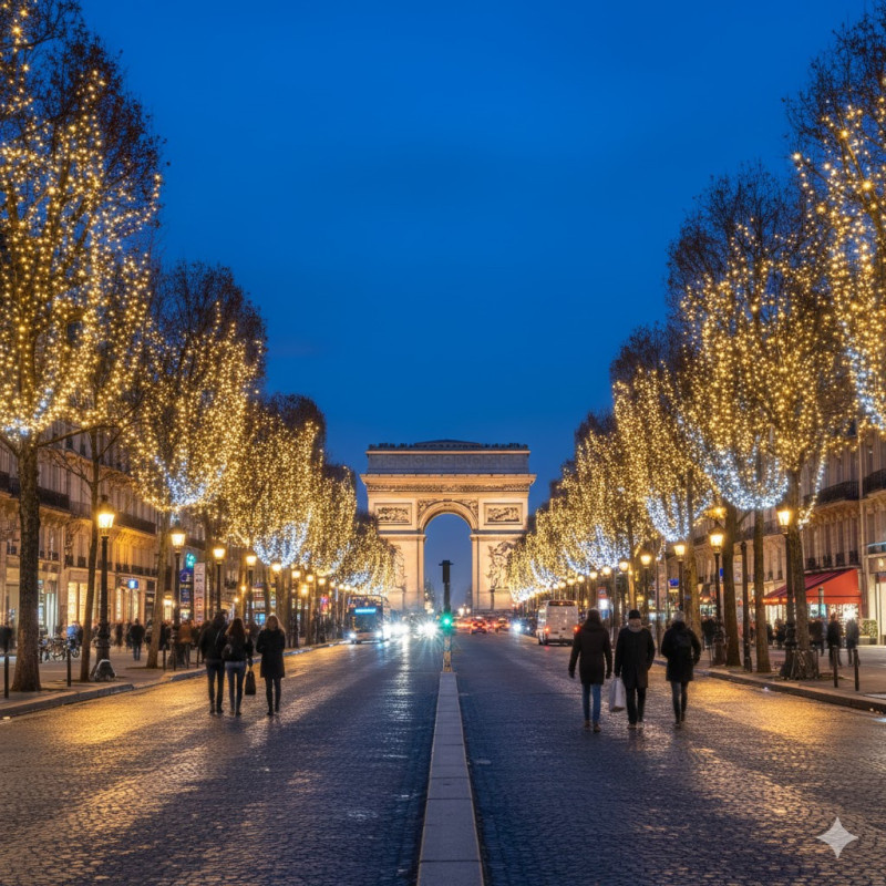 Елисейские поля в рождественских огнях