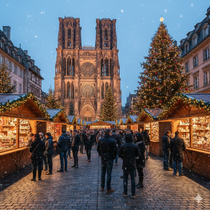 Рождественская ярмарка в историческом центре Страсбурга