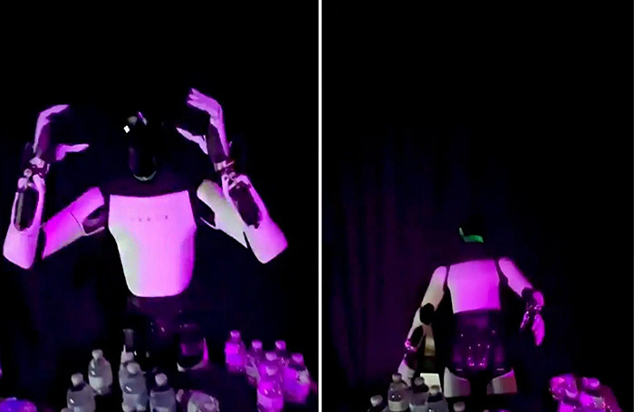    Движения рук робота позволяют предположить, что он имитировал действия удаленного оператора, снимающего гарнитуру виртуальной реальности.скриншот видео