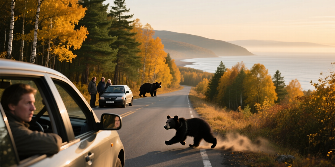 Сахалинка повстречала на дороге медвежонка и передумала гулять по лесу