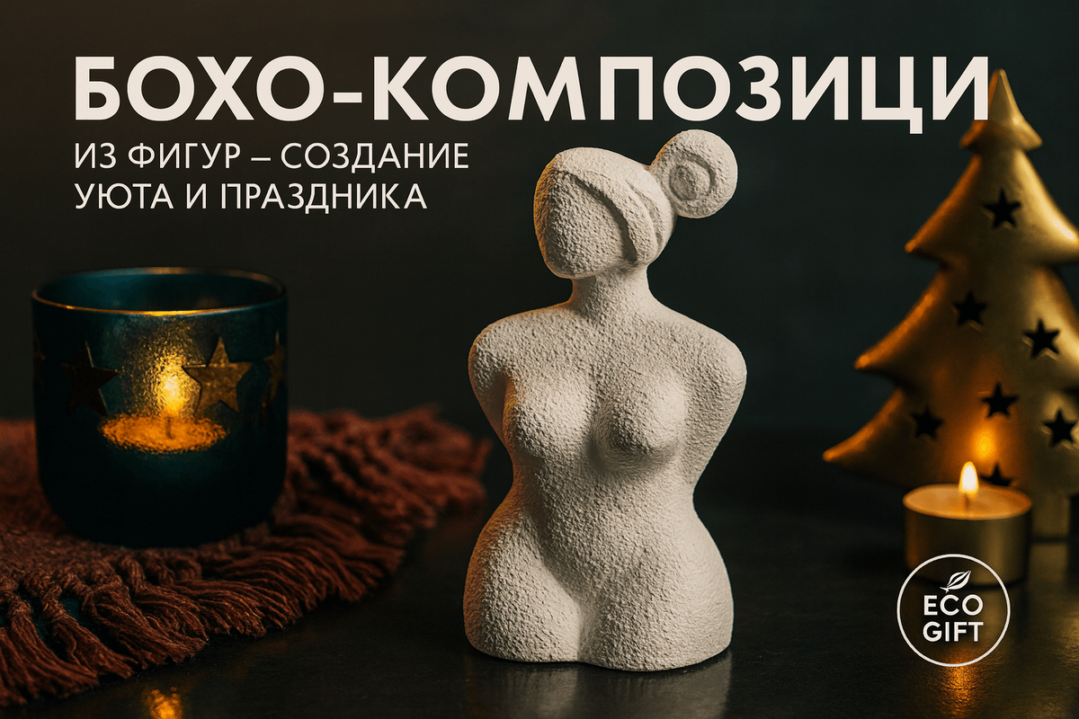    Украсим ваш дом: бохо-композиция с гипсом и подсвечниками на Новый год Марина Погодина