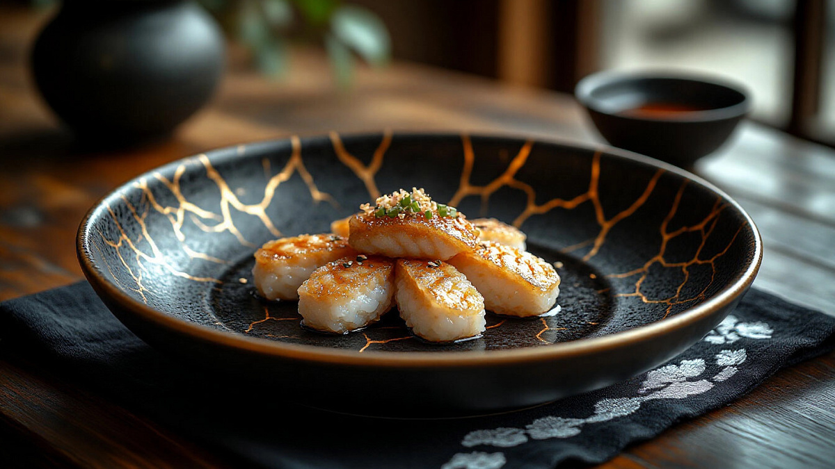 Генерация из Шедеврум @impression_mind. Суши на черной керамике