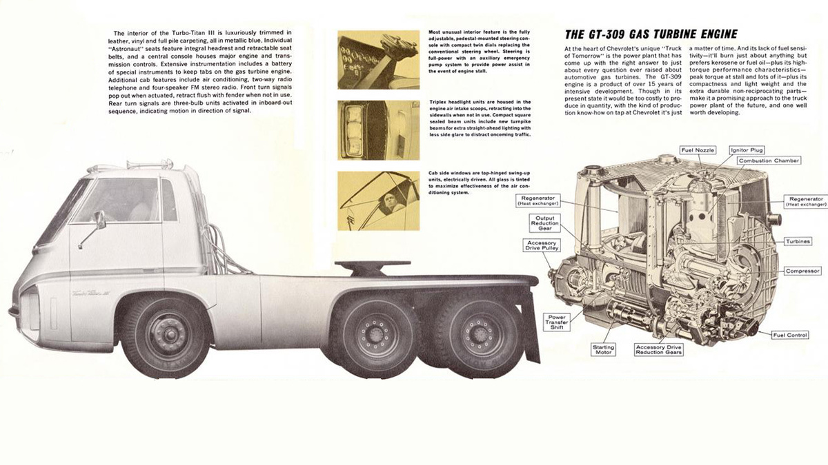 Мощность ГТД Chevrolet GT-309 сотавляла 280 л.с., крутящий момент - почти 1200 Нм!