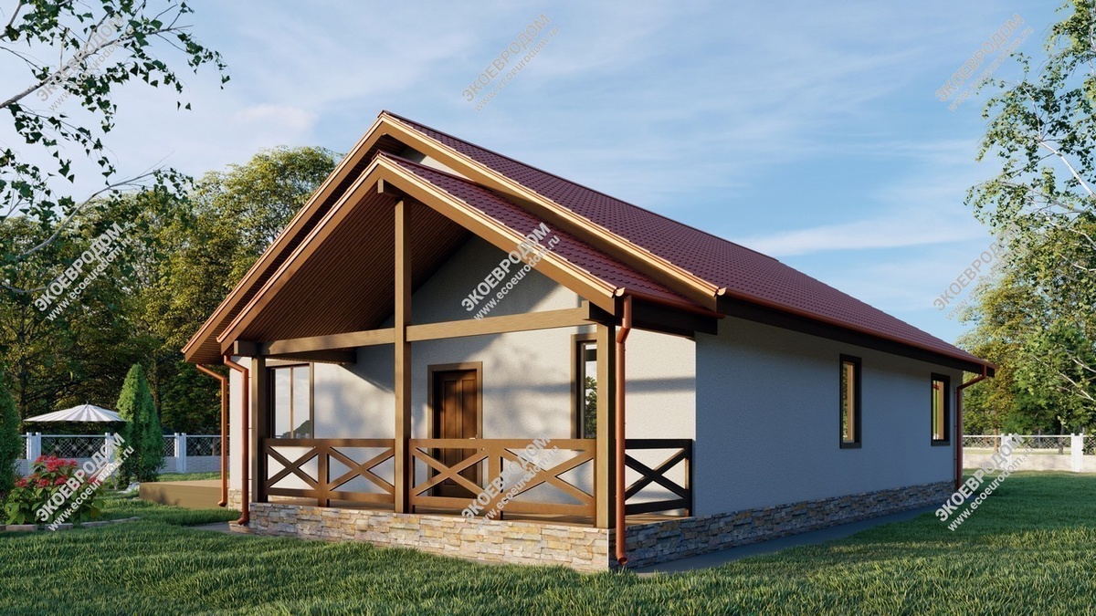 Открытые несущие деревянные элементы на террасе/крыльце подчеркивают рустикальный характер