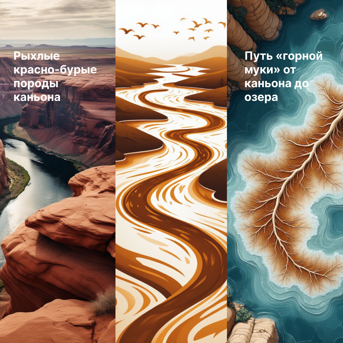 Схема-инфографика автора, иллюстрирующая путь «горной муки». Визуальные элементы созданы с помощью нейросети Яндекс ART.