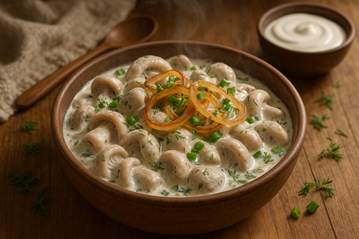 Грузди со сметаной и луком