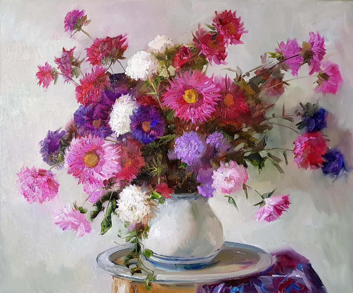 Родионова С. А   Астры хм 50х60