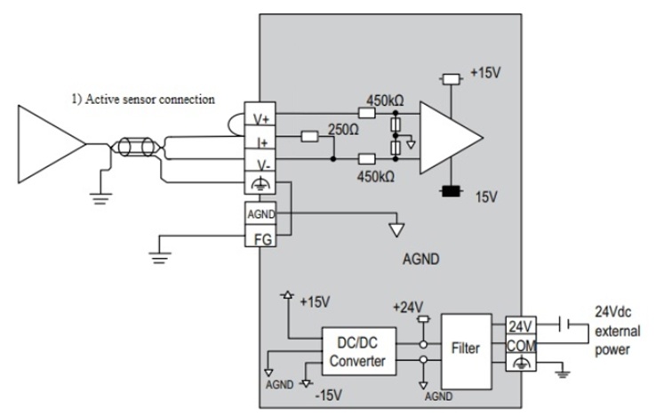 Рис. 1 Схема подключения активного датчика тока
