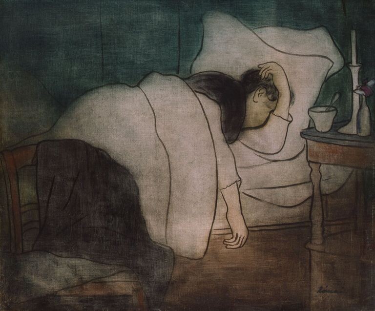 Женщина, лежащая в постели. 1891. Художник – Йожеф Рипль-Ронаи (венг. József Rippl-Rónai, 1861–1927). Венгерская национальная галерея, Будапешт