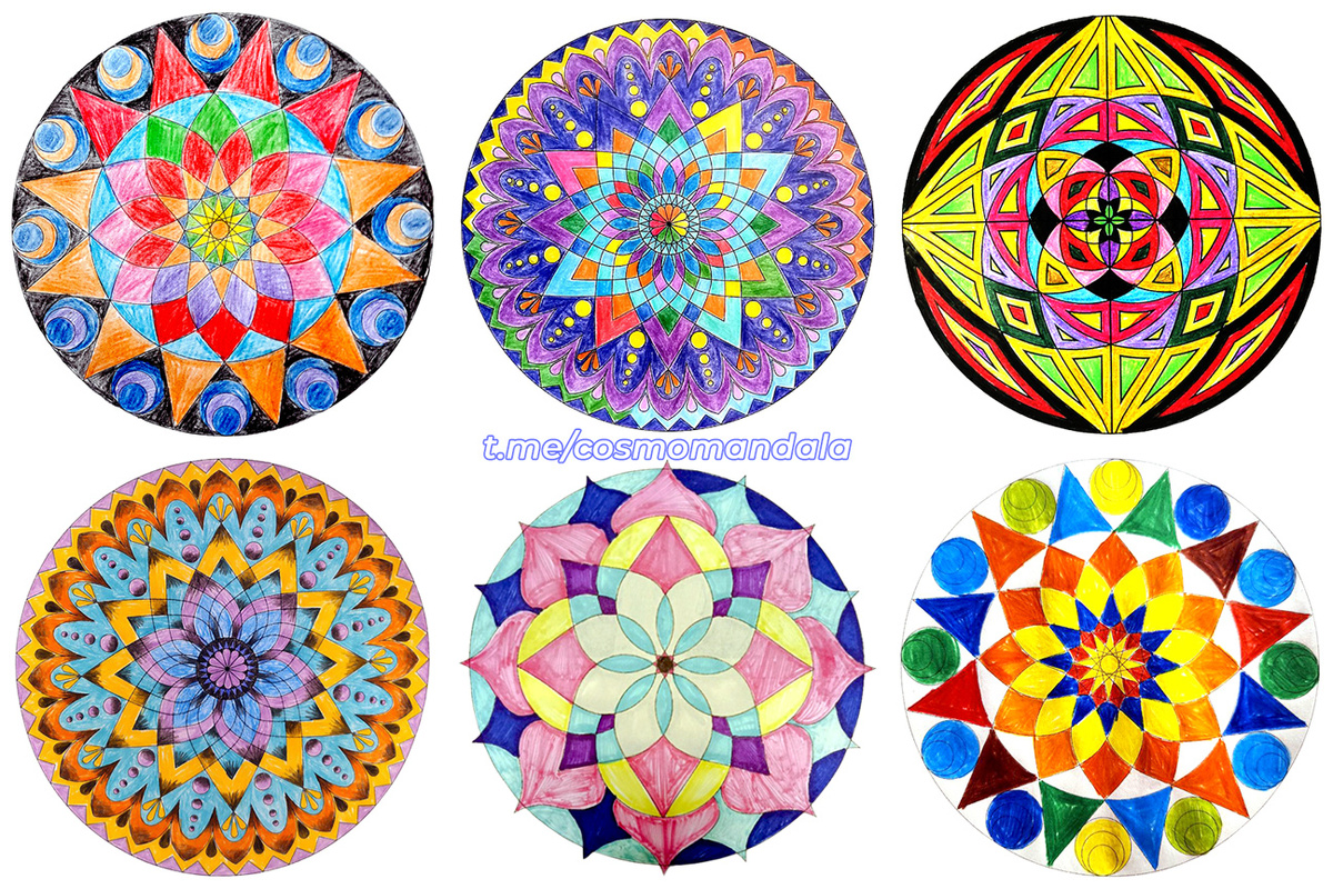 Примеры готовых мандал на разные темы и состояния