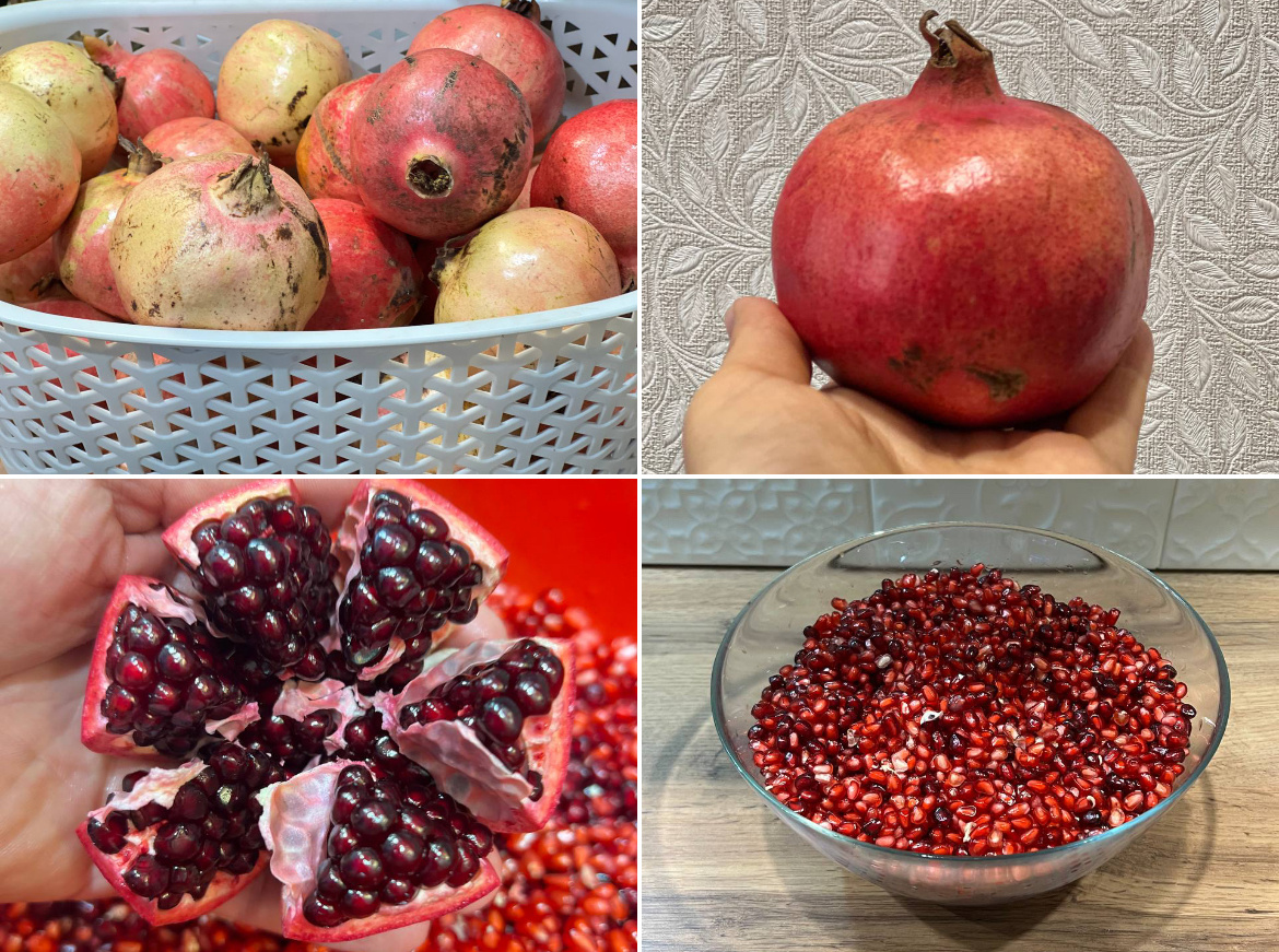 Почистили почти ведро граната, забрызгали всю кухню, но зато теперь у нас в морозилке добавилось витаминов