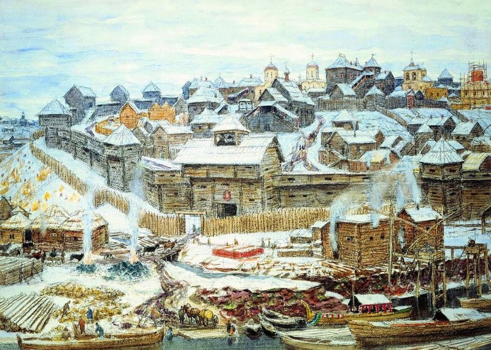 "Московский Кремль при Иване Калите". Картина кисти А.М. Васнецова. 1921