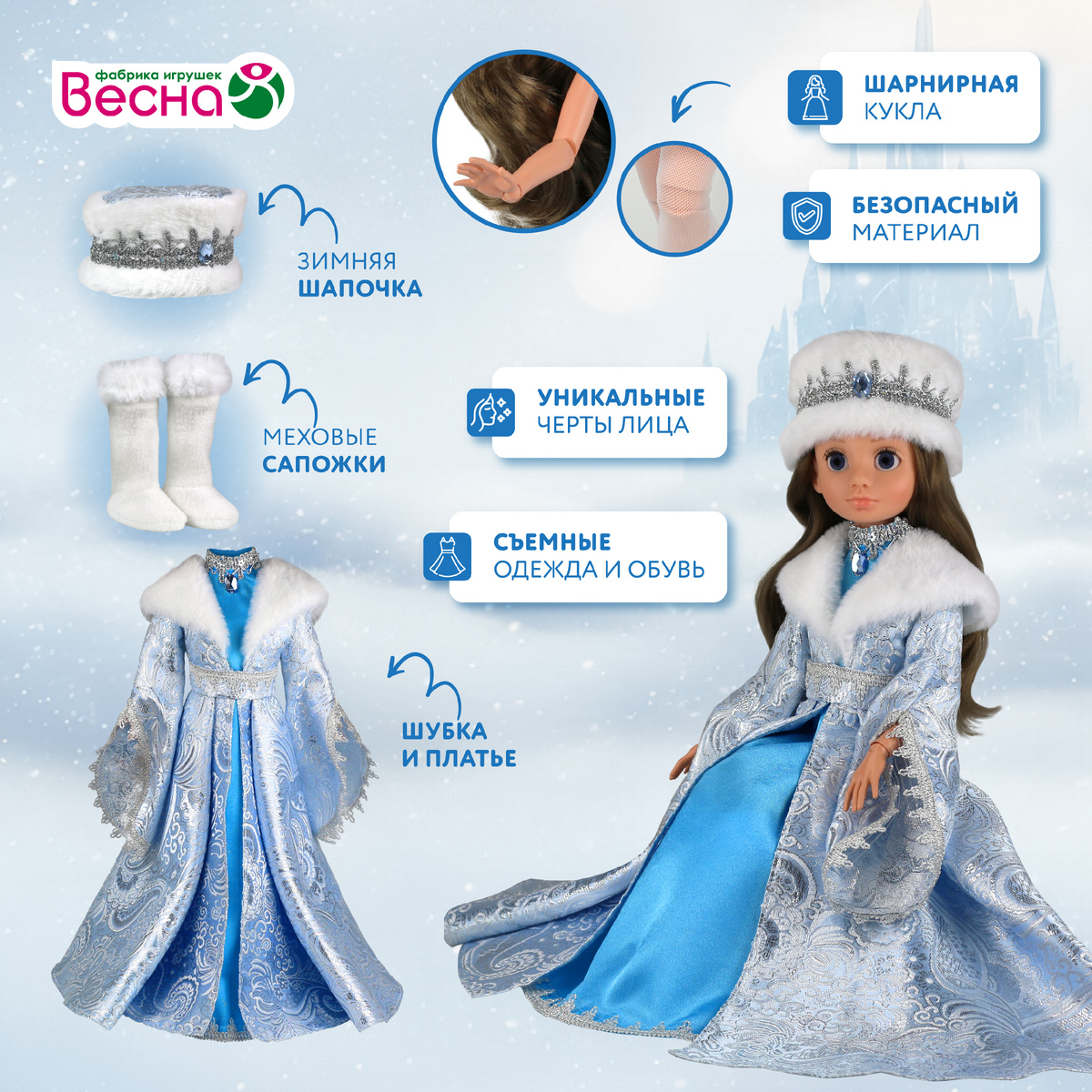 Комплект одежды куклы Мирэя Снегурочка Новогодняя. Фабрика игрушек "Весна".